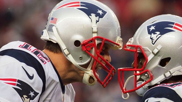 New England Patriots quarterback Tom Brady and wide receiver Malcolm Mitchell