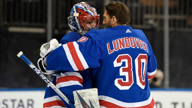 New York Rangers goalies Igor Shesterkin and Henrik Lundqvist