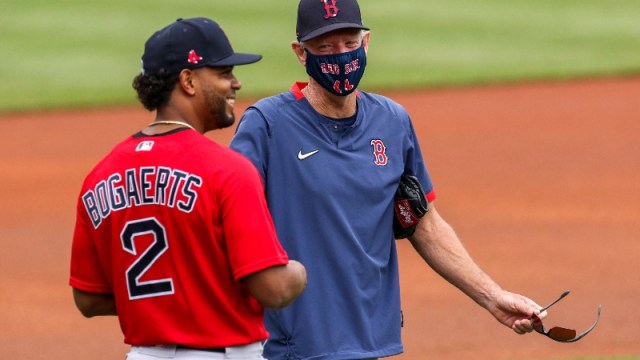 Boston Red Sox manager Ron Roenicke and shortstop Xander Bogaerts