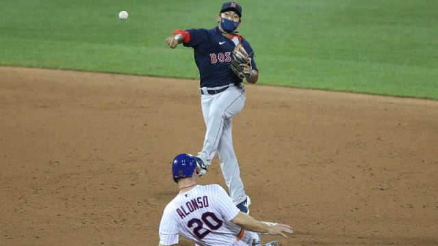 Boston Red Sox infielder Tzu-Wei Lin and New York Mets first baseman Pete Alonso