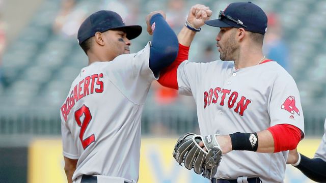 Boston Red Sox shortstop Xander Bogaerts and designated hitter J.D. Martinez