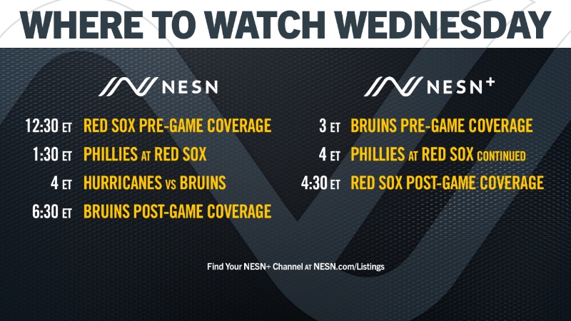 How To Watch Live Bruins, Red Sox Programming Wednesday On NESN, NESN+