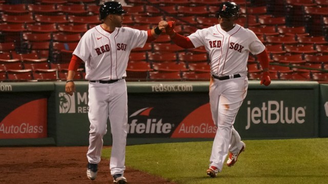 Boston Red Sox DH J.D. Martinez, Third Baseman Rafael Devers