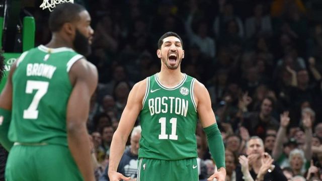 Boston Celtics guard Jaylen Brown, Boston Celtics center Enes Kanter