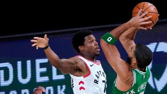 Boston Celtics forward Jayson Tatum, Toronto Raptors guard Kyle Lowry