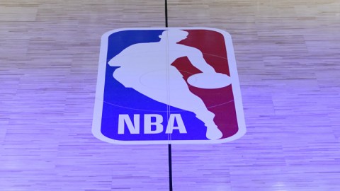 NBA logo basketball court