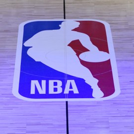 NBA logo basketball court