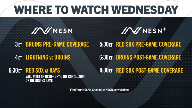 How To Watch Red Sox, Bruins Programming Wednesday On NESN, NESN+