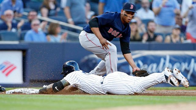 Boston Red Sox third baseman Rafael Devers and New York Yankees shortstop Gleyber Torres