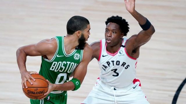 Boston Celtics' Jayson Tatum, Toronto Raptors' OG Anunoby