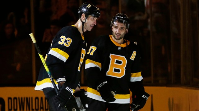 Boston Bruins' Zdeno Chara And Patrice Bergeron