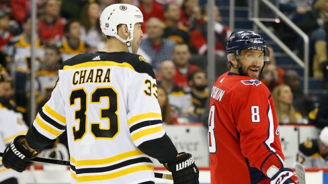 Bruins defenseman Zdeno Chara, Washington Capitals forward Alexander Ovechkin