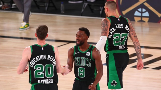 Boston Celtics' Gordon Hayward, Kemba Walker And Daniel Theis