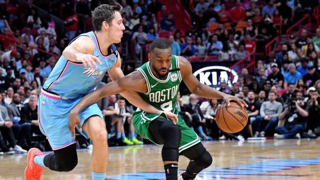 Miami Heat guard Goran Dragic, Boston Celtics guard Kemba Walker