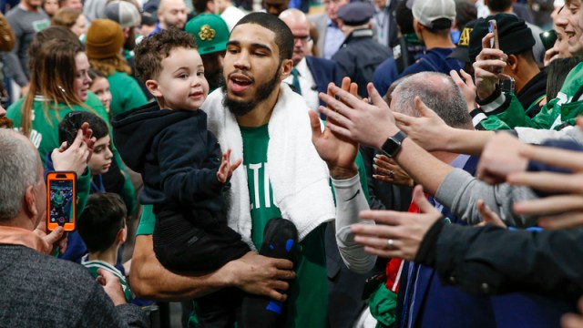 Boston Celtics' Jayson Tatum And Son Deuce