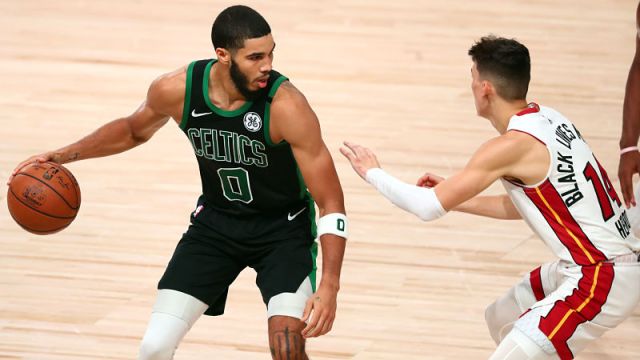 Boston Celtics forward Jayson Tatum and Miami Heat guard Tyler Herro