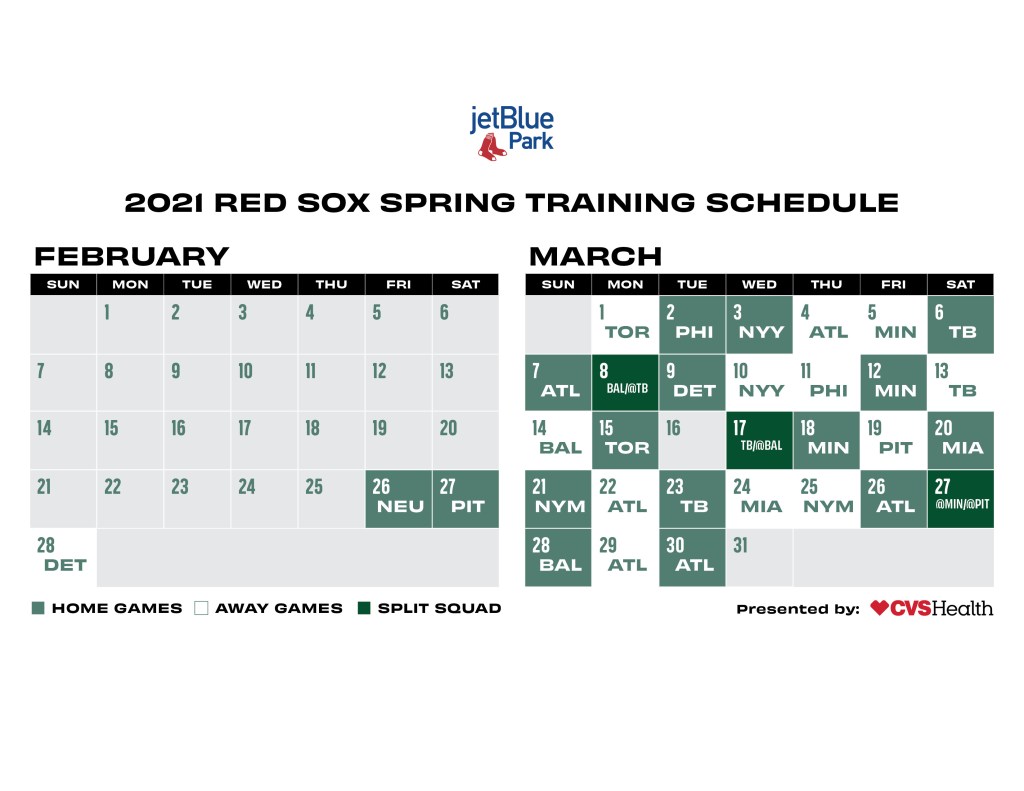 Red Sox Spring Training Schedule: Boston Unveils 2021 Grapefruit League Slate - 0