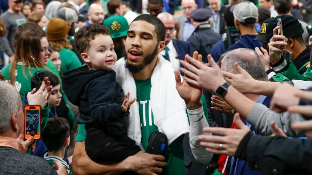 Boston Celtics Forward Jayson Tatum And Son Deuce