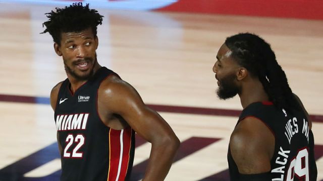 Miami Heat forwards Jimmy Butler and Jae Crowder