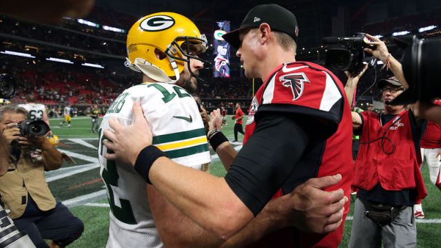 Green Bay Packers quarterback Aaron Rodgers and Atlanta Falcons quarterback Matt Ryan