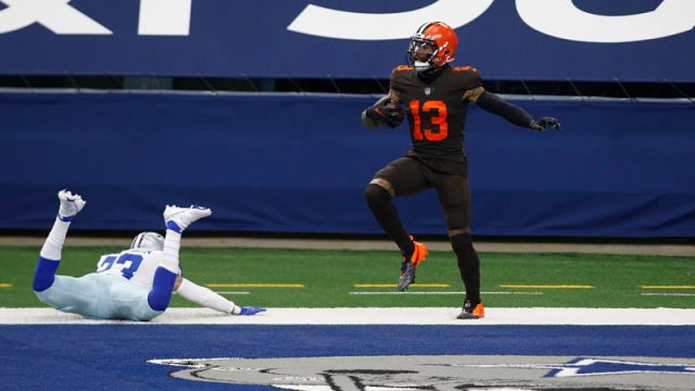 Dallas Cowboys safety Darian Thompson and Cleveland Browns wide receiver Odell Beckham Jr.