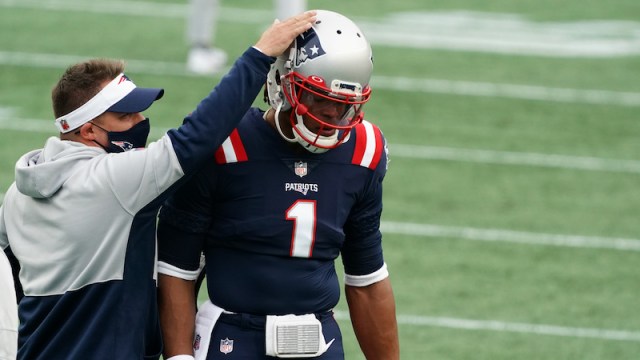 Patriots quarterback Cam Newton and offensive coordinator Josh McDaniels