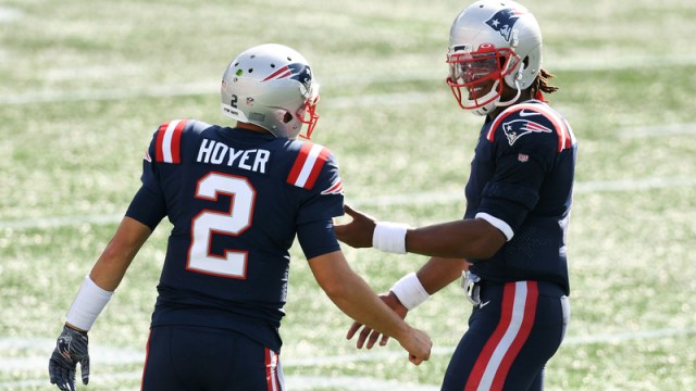 New England Patriots quarterback Brian Hoyer, Cam Newton
