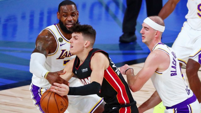 Los Angeles Lakers' LeBron James And Miami Heat's Tyler Herro