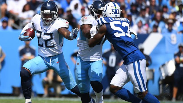 Tennessee Titans running back Derrick Henry and Indianapolis Colts linebacker Darius Leonard
