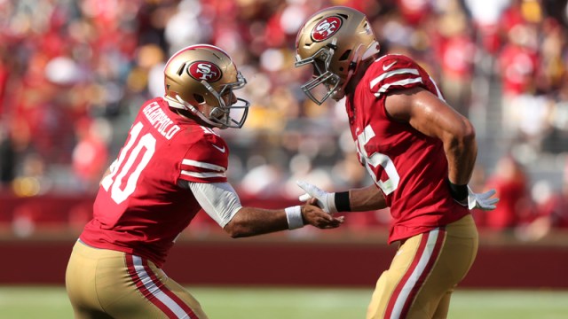 San Francisco 49ers Quarterback Jimmy Garoppolo And Tight End George Kittle