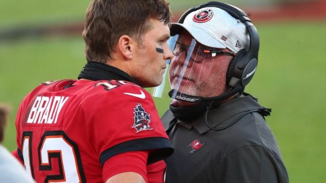 Tampa Bay Buccaneers quarterback Tom Brady, coach Bruce Arians