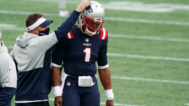 New England Patriots quarterback Cam Newton and offensive coordinator Josh McDaniels