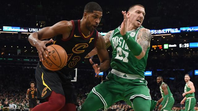 Boston Celtics centers Tristan Thompson and Daniel Theis