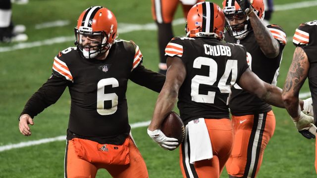 Cleveland Browns quarterback Baker Mayfield and running back Nick Chubb