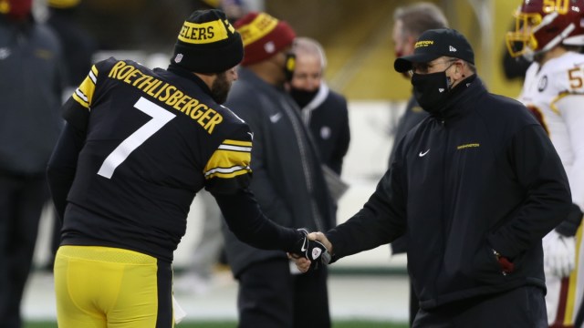 Pittsburgh Steelers Quarterback Ben Roethlisberger And Washington Football Team Head Coach Ron Rivera