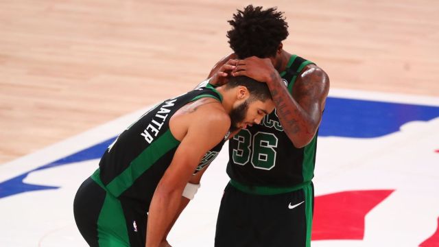 Boston Celtics forward Jayson Tatum, guard Marcus Smart