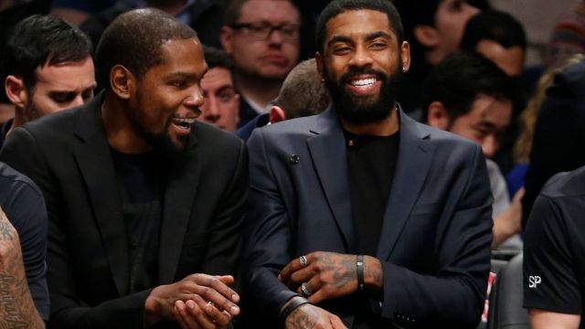 Brooklyn Nets forward Kevin Durant, guard Kyrie Irving