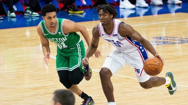 Boston Celtics guard Tremont Waters, Philadelphia 76ers guard Tyrese Maxey