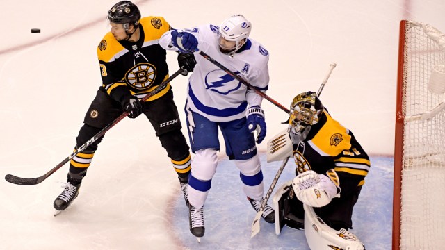 Boston Bruins defenseman Charlie mcAvoy, goalie jaroslav Halak; Tampa Bay Lightning forward Alex Killorn