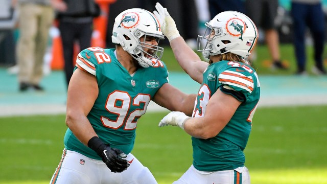 Miami Dolphins defensive end Zach Sieler, Andrew Van Ginkel