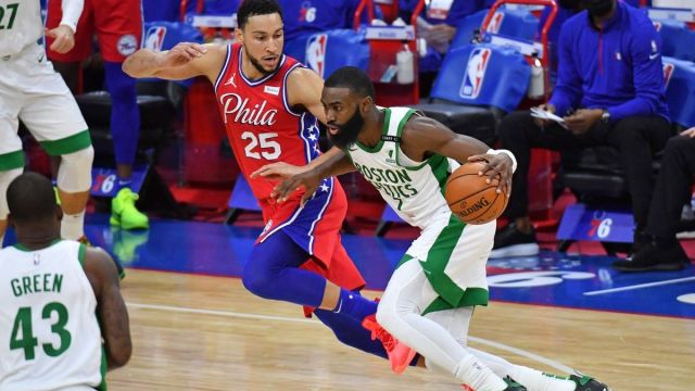 Philadelphia 76ers guard Ben Simmons, Boston Celtics guard Jaylen Brown