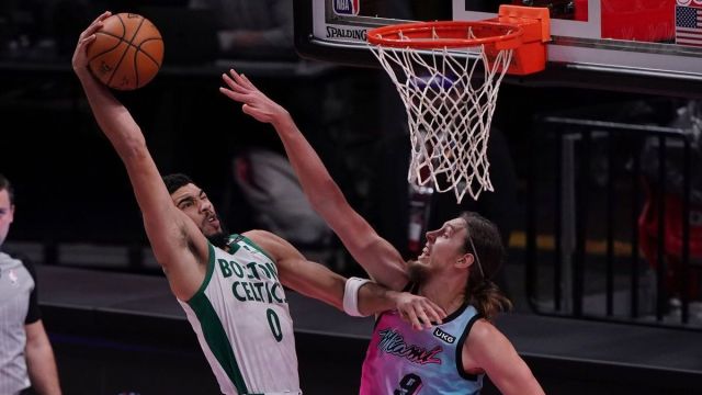 Boston Celtics forward Jayson Tatum, Miami Heat forward Kelly Olynyk