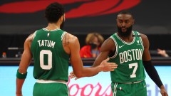 Boston Celtics forward Jayson Tatum and guard Jaylen Brown