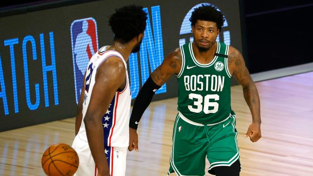 Philadelphia 76ers center Joel Embiid, Boston Celtics guard Marcus Smart