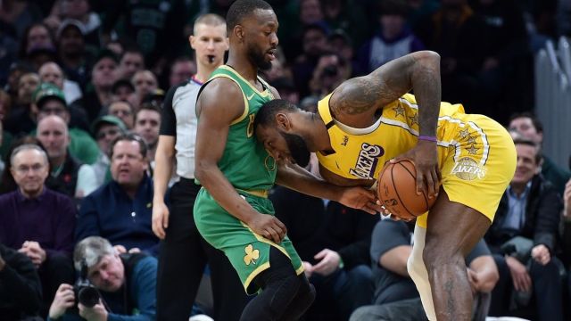 Boston Celtics guard Kemba Walker, Los Angeles Lakers forward LeBron James