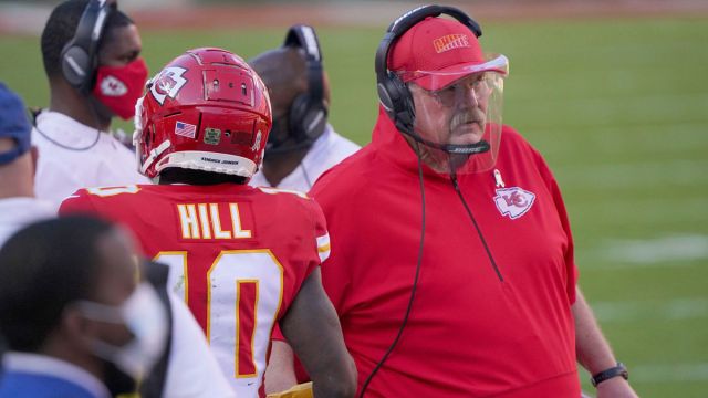 Kansas City Chiefs wide receiver Tyreek Hill and head coach Andy Reid