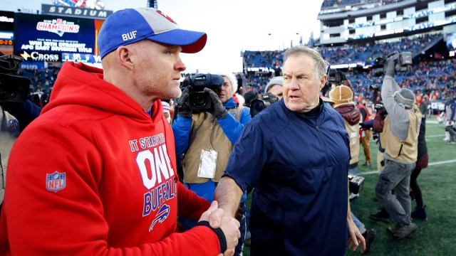 New England Patriots head coach Bill Belichick, Buffalo Bills head coach Sean McDermott