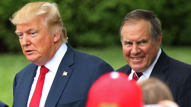 New England Patriots Head Coach Bill Belichick and United States President Donald Trump