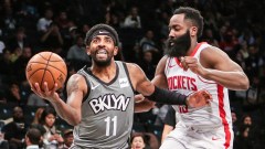 Brooklyn Nets guards Kyrie Irving, James Harden