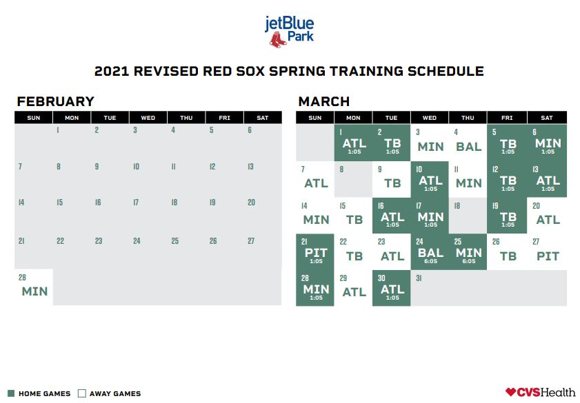 Red Sox Spring Training Schedule: Revisions Announced For 2021